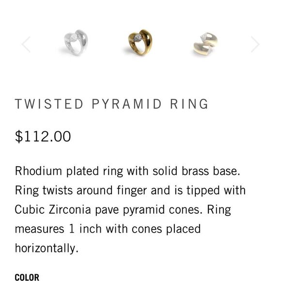 nOIr jewelry collection twisted pyramid ring New with tags - Picture 3 of 12